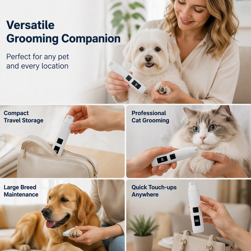 🐾 Electric Pet Nail Grinder with LED Power Display – Quiet, Easy & Precise Nail Care