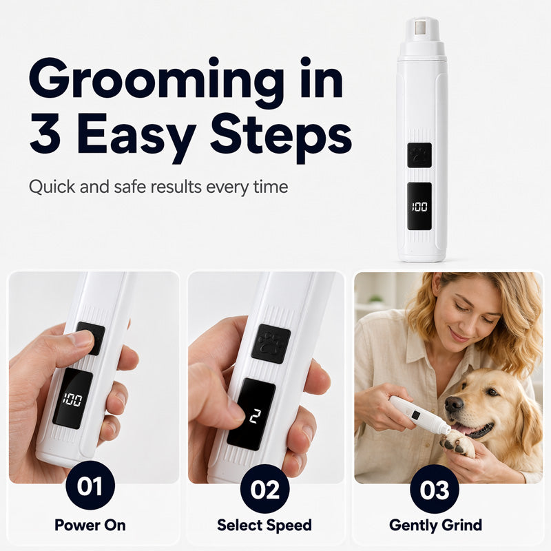 🐾 Electric Pet Nail Grinder with LED Power Display – Quiet, Easy & Precise Nail Care
